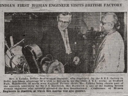 Hitavada news article, August 1964. Überschrift: India's first women engineer visits british factory.